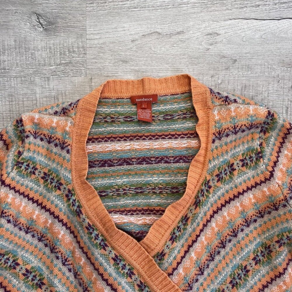 Sundance Orange and Green Patterned Cardigan - Picture 2 of 14
